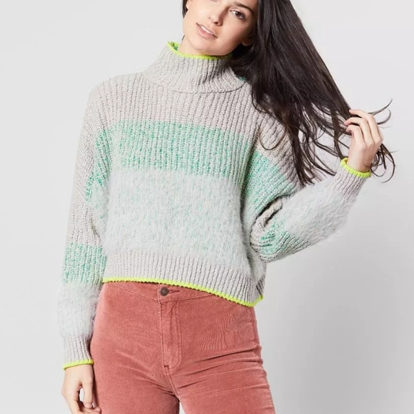 Free People Sweaters - NEW Free People Sunbrite Sweater River Run Wild Combo Multicolor Mock Neck XS